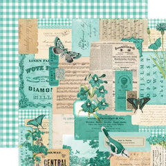 Teal Collage 12x12 Paper-Simple Stories Vintage Essentials Color Palette