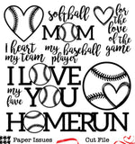 Homerun Heart-Baseball Free Cut File