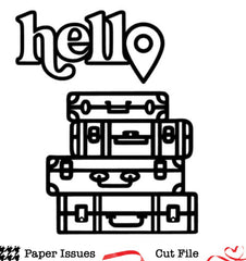 Hello Travel Suitcase Pile Up-Free Cut File