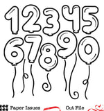 Bubble Number Balloons-Free Cut File