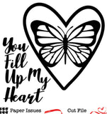 Butterfly Heart Love Free Cut File