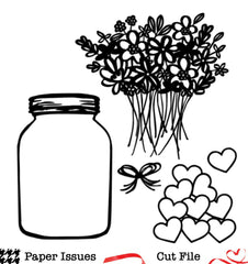 Mason Jar Fresh Picked Flowers-Free Cut File