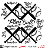 XOXO Play Ball! Baseball-Free Cut File